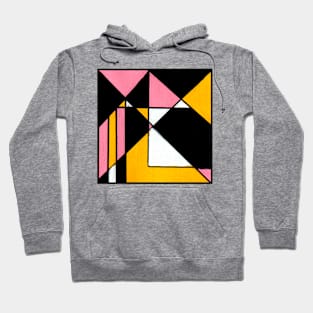 Pink Yellow Black White Geometric Abstract Acrylic Painting Hoodie